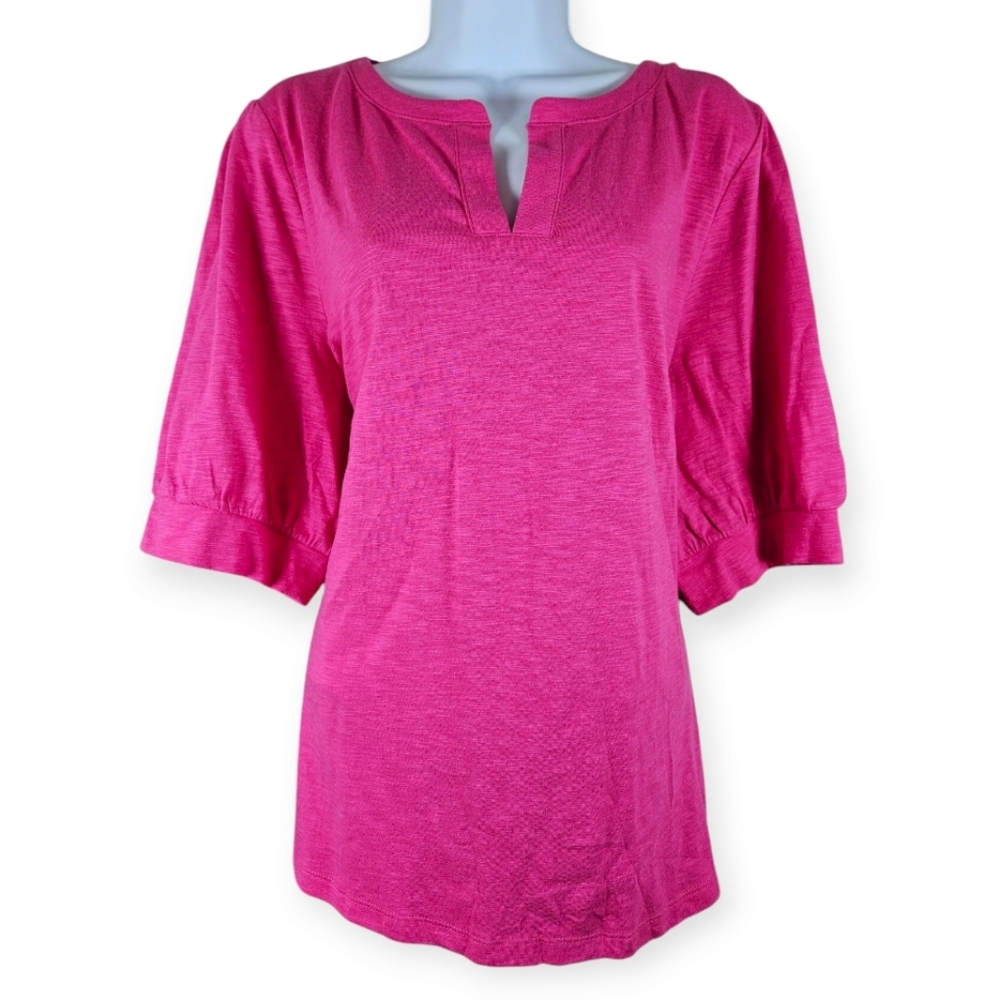 NWT Talbots pink cotton balloon sleeve blouse top Womens XLarge